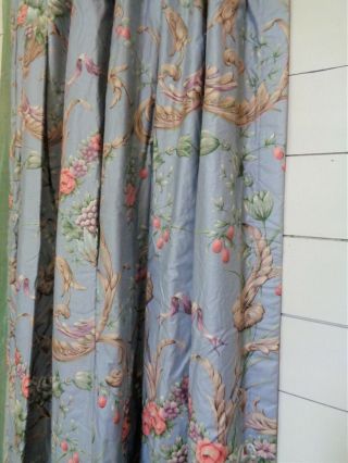 6 RARE Vintage Custom Made Panels Drapes Curtains BRUNSCHWIG & FILS? Fabric FAB 10