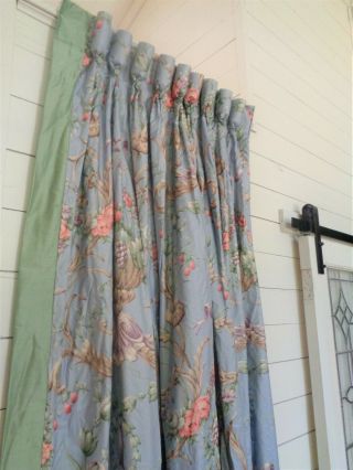 6 RARE Vintage Custom Made Panels Drapes Curtains BRUNSCHWIG & FILS? Fabric FAB 8