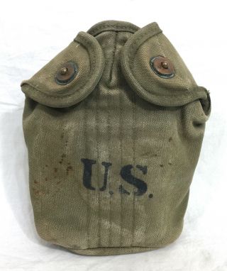Ww2 U.  S.  Army Military Cover Water Canteen A4