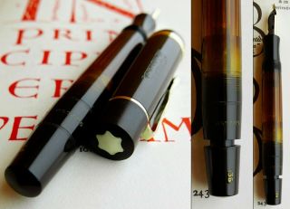 Montblanc 136 BHR & Celluloid Fountain Pen 1936.  14C 235 F/M Full Flex Nib.  RARE 6