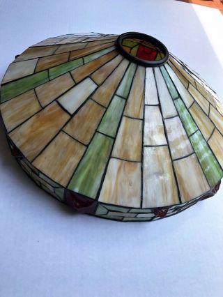 ANTIQUE 1920 ' s Wilkinson Leaded Glass Lamp Arts & Crafts Stickley Roycroft Era 8