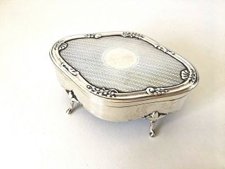 Antique Sterling Silver Nouveau 1913 Chester Boots Trinket Box On Legs 145g