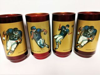 " 4 " Rare Vintage Libbey Glass Nfl Shiny Red Chicago Bears Nfc Cooler Glasses