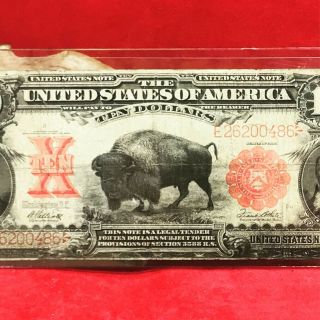 Rare Antique 1901 $10 Legal Tender Bison Us Note - Ungraded