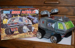 Vintage Space Toy Battery Operated Moon Patroler Japan Pressed Steel Box