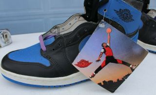 Rare Nike Air Jordan 1 Royal Blue Shoes Hang Tag Purple Laces Og Sz 10