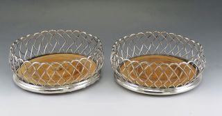 Mid1800s Old Sheffield Silver Plate & Turned Wood Wine Champagne Bottle Coasters