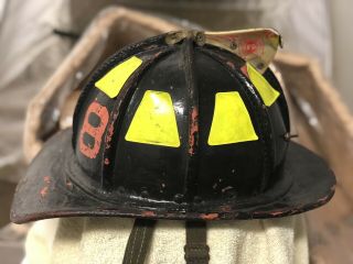Cairns Yorker Leather Fire Helmet Black Vintage