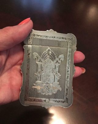 Antique Victorian Sterling Silver Card Case Engraved Hallmarked
