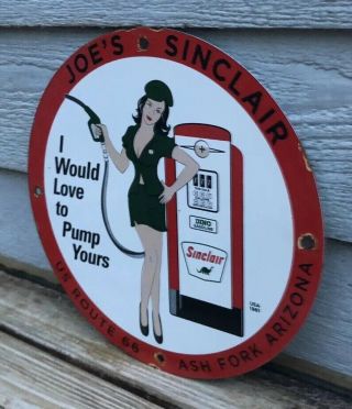 VINTAGE SINCLAIR PUMP YOURS PORCELAIN ENAMEL SIGN 11 3/4 GAS OIL PUMP PLATE 3