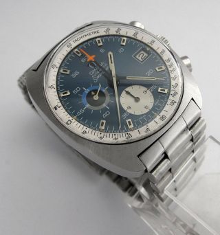 Omega Seamaster Ref.  176.  007 Vintage 1970s Automatic Chronograph Cal.  1040 Blue