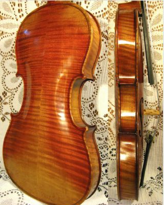 Gorgeous Old Antique Violin Intense Tiger Flamed Wood 4/4 W/ Bow Nr