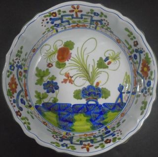 Vintage Cacf Faenza Blue Carnation Italian Pottery Bowl 11 "
