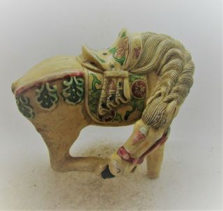 Rare Antique Chinese B0ne Carved Horse Statuette Very Unusual 1800 - 1900ad