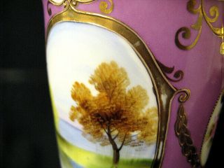 1930 ' s ART DECO HAND PAINTED NORITAKE SCENIC GOLD GILT VASE ENAMEL JAPAN RARE 3