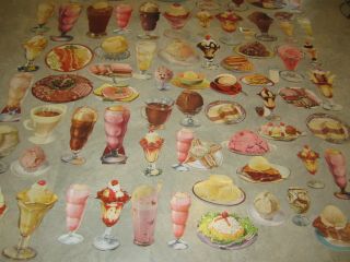 HUGE 700 Old Vintage 1950 ' s Ice Cream SODA FOUNTAIN Paper DIECUTS 2