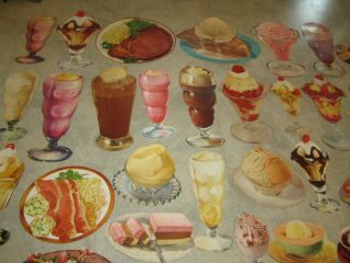 HUGE 700 Old Vintage 1950 ' s Ice Cream SODA FOUNTAIN Paper DIECUTS 3