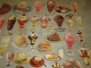 HUGE 700 Old Vintage 1950 ' s Ice Cream SODA FOUNTAIN Paper DIECUTS 4