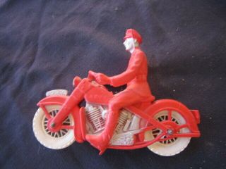 Vintage 1950 ' s Large Police Motorcycle Toy Policeman Auburn Rubber Co 5
