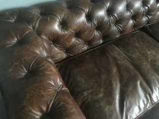 Restoration Hardware 2017 8 ' Kensington Sofa Vintage Cigar Leather VIRTUALLY 2
