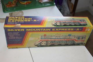 MODERN TOYS TIN BATTERY OPERATED SILVER MOUNTAIN EXPRESS A TRAIN BOX only 3