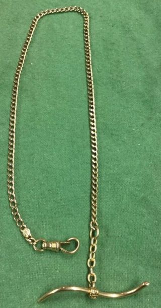 Vintage Cowen 1922 14k Solid Gold Pocket Watch Chain Fob 14” & 13.  1 Grams