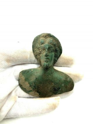 Attractive Roman Ca.  100ad Bronze Bust Of A Musician - Rare - R71