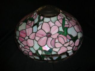 Large Vintage 18 " Desert Roses Stained Glass Shade