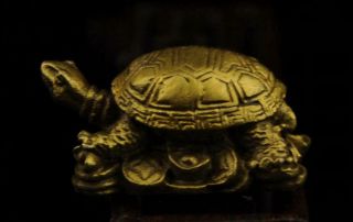 China Old Antique Hand Made Brass Turtle And Ingot Statue A01