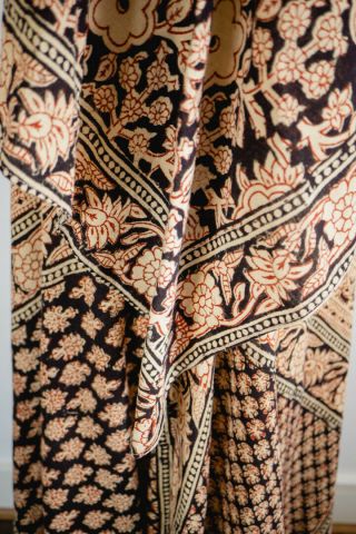 70s Vintage Indian Cotton India Imports Maxi Kaftan Dress One Size UK10/12/14/16 10