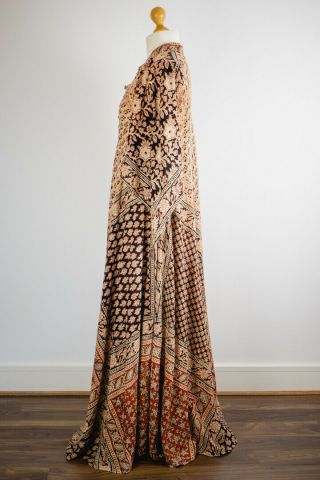 70s Vintage Indian Cotton India Imports Maxi Kaftan Dress One Size UK10/12/14/16 2