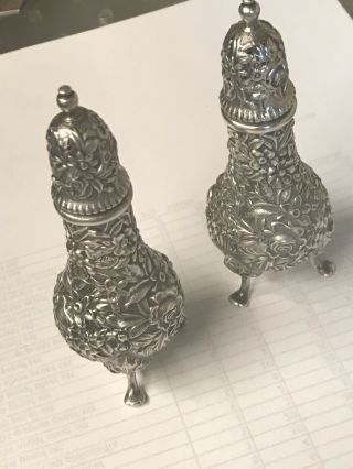 S.  Kirk And Son Sterling Silver Repousse Salt And Pepper Shakers Set 4 1/2 "