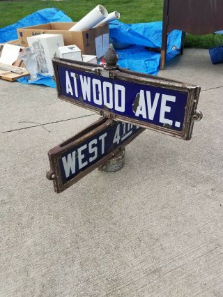 Antique/vintage York Nyc Porcelain Street Sign Atwood Ave And West 4th