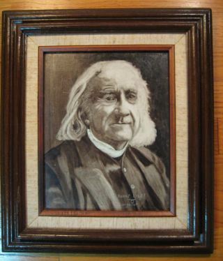 Vintage Oil Painting Art Portrait Alfred Zeller - Composer Franz Liszt