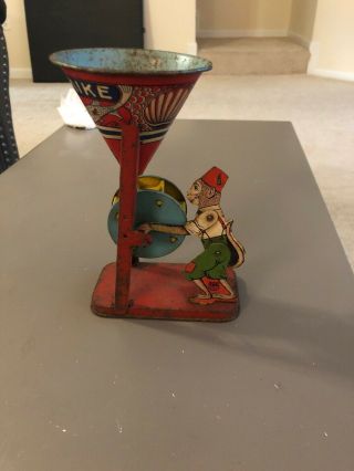 Vintage Chein “busy Mike” Tin Sand Toy