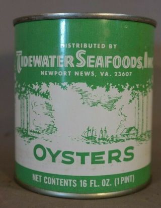 Vintage Tidewater Seafood Inc Newport News Va Oyster Tin Old Advertising Can