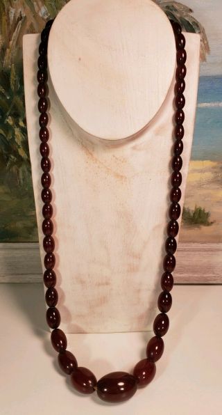 Vintage Cherry Red Bakelite 52 Beads 40 Gram Necklace Simichrome Needs Restrung