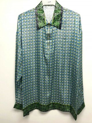 Mens Creme De Silk Vintage Rare Fashion Multicolor Silk Soft Shirt Size 2x
