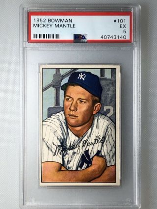 1952 Bowman Mickey Mantle 101 Psa 5 Ex Hof Yankees Vintage Baseball Card