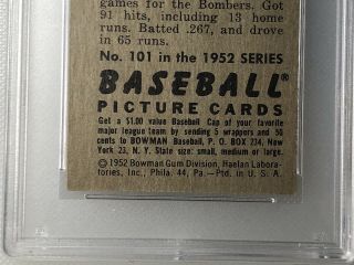 1952 Bowman Mickey Mantle 101 PSA 5 EX HOF Yankees Vintage Baseball Card 5