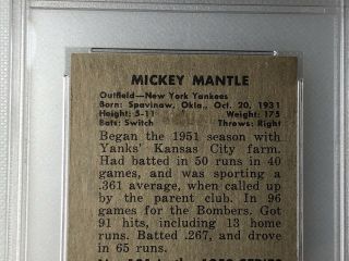1952 Bowman Mickey Mantle 101 PSA 5 EX HOF Yankees Vintage Baseball Card 6