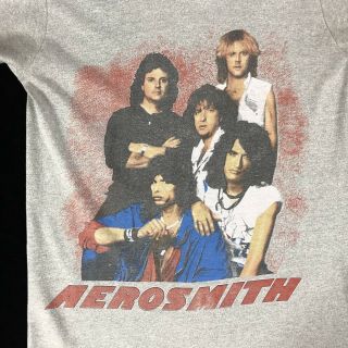 Vintage Aerosmith Back In The Saddle 1984 Tour Shirt Gray Single Stitch Crew 3
