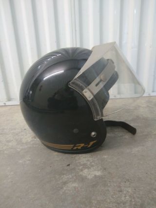 Vintage Bell Rt Motorcycle Helmet Black Size 7 1/8 Dot Scha Bobber 1980s