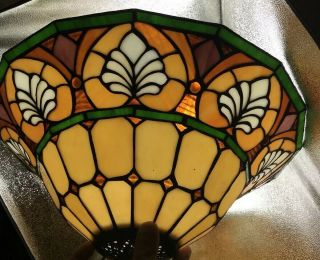 Dale Tiffany Co.  Vintage Stained Glass Lamp Shade Handmade Signed