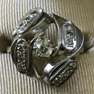 Vintage 14k White Gold Ring Size 7 Diamonds Baumf Baumstein And Feder 5.  6 Grams