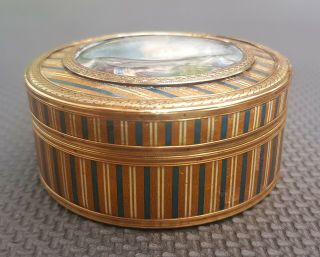 ANTIQUE 18THC FRENCH 18K GOLD - MOUNTED VERNIS MARTIN SNUFF BOX 5