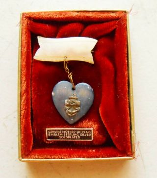 Ww2 Us Navy Sweetheart Pin Mother Of Pearl With Sterling Insignia