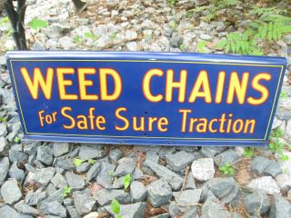 Rare Vintage Weed Tire Chains Double Sided Metal Counter - Top Display Sign