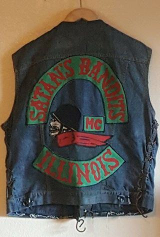 Vintage Motorcycle Club Vest Biker Chain Stitch Patches Mc