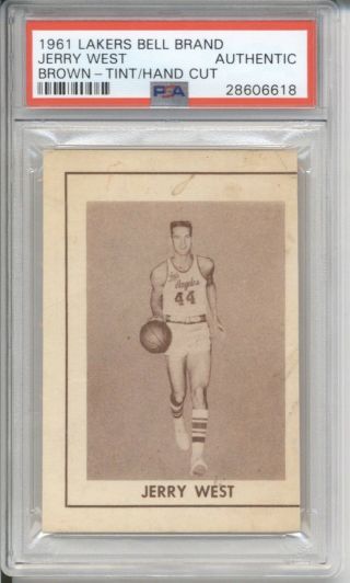 1961 Lakers Bell Brand Jerry West Psa Authentic Brown Tint Variation Ultra Rare